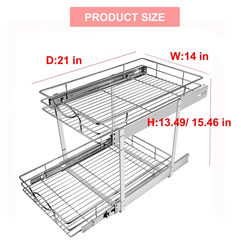Sikarou Pull Out Cabinet Organizer 14" W x 21" D