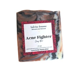 Acne Fighter Soap Bar| Vegan, Natural and Handmade for Body and Face| Help Reduce Back Acne, Blackheads| Shea Butter, Rose Clay, Activated Charcoal| For All-Skin Types| Helps soothe eczema & psoriasis