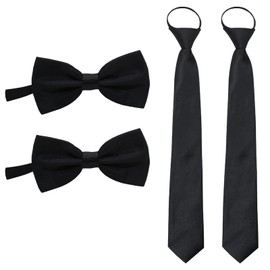 Celiodd Set of 2 Ties for Men, Black Tie, Men's Tie, Black Set, Suitable for Business, Office, Wedding and Other Formal Occasions + 2 Bow Ties (Black), black