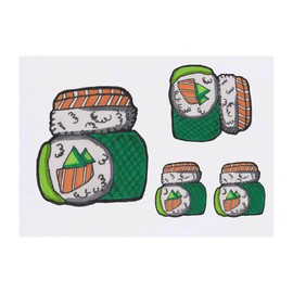 4 x 'Sushi' Temporary Tattoos - Water Resistant, Skin-Safe, Non-Toxic Transfers, Mixed Sizes (TO00051439)