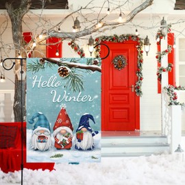 Louise Maelys Winter Christmas Garden Flag 12 x 18 Inch Double Sided Snowman and Snowflake Pattern Holiday Home Farmhouse Yard Decor