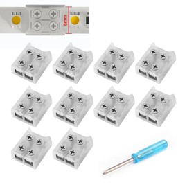 YUTOKEER YUTOKEER Pack of 10 LED strip connectors, 2-pin 8 mm solder-free for 5050 3528 single-color SMD and COB LED strips, quick and easy connection, screwdriver included, transparent design