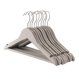 Harbour Housewares 10x Grey Wooden Children's Hangers - Small Kids Coat Clothes Hanger for Baby, Toddler Clothing with Metal Hook, Trouser Rail