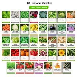 Fine Seeds Heirloom Vegetable Seeds Survival Garden Kit - Over 18,000 Seeds, 39 Varieties