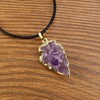 COAI Leather Necklace Arrowhead Necklace Raw Amethyst Crystal Necklace for
