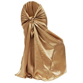 RCZ Décor Antique Gold Universal Satin Self-Tie Chair Cover - 55" x 47" (1 Piece) - Elegant & Versatile Solution for Weddings, Banquets, Receptions
