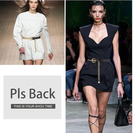 Suyi Women PU Leather Belt Waist Chain Belt for Dresses 150CM Black Gold