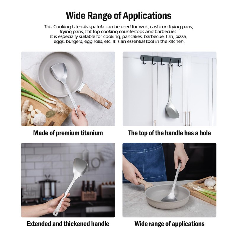 Boundless Voyage Titanium Spatula Food Turner Lightweight Food Grips Cooking