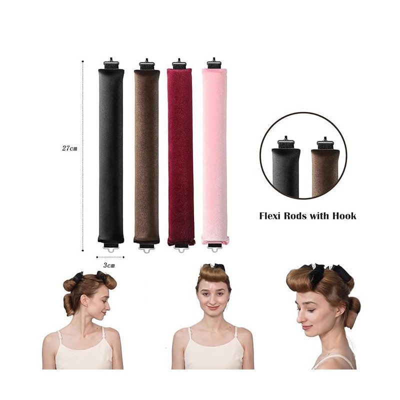 Heatless Curls Overnight, Heatless Long Hair Rollers with Hooks, Soft