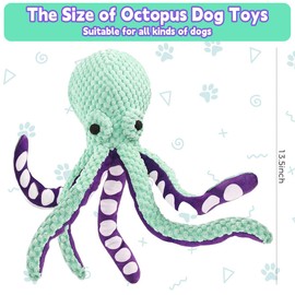 HASTHIP® Juguete Interactivo para Perros de Peluche Pulpo Chirriador, Juguete con Sonido Suave Resistente, Diversión y Entrenamiento para Cachorros y Perros Pequeños Medianos, Juego Fetch y Morder