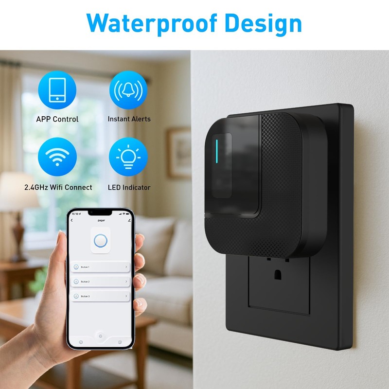 SanJie Wi-Fi Wireless Caregiver Pager Alert System - Emergency Button