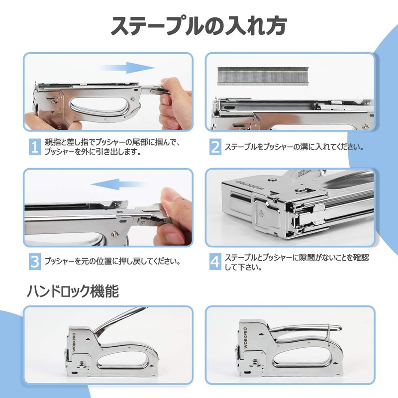 WORKPRO Gun Tacker, Hand Tacker, Staple Gun, Stapler, Made in