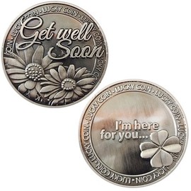 Lucky Coin Sentimental Good Luck Coins Engraved Message Keepsake Gift Set Charm (Get Well Soon)