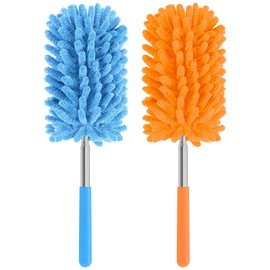 TIMIVO Mini Duster for Cleaning, 360° Bendable Hand Dusters with Extension Pole, Washable Small Duster for Car Interior, Office, Furniture