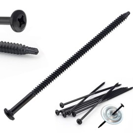 Metal Insulation Plates Self Tapping into Metal and Wood Roof Decks EPDM TPO Goes with Plates to Meet a Variety of Roofing (9", 12# Roofing Fastener, 100)