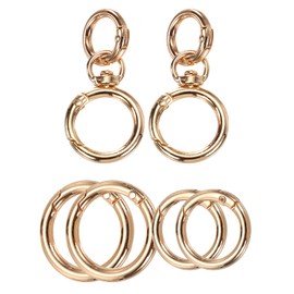 sourcing map 2 Pcs Metal Swivel Clasps Key Chain O Ring Keyrings Round Spring Snap Keychain Hook Clip for Chains Extender DIY Handicrafts Keys Lanyards Jewelry Findings, Gold Tone