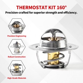 Thermostat Kit 160° Compatible with Mercruiser 1987-UP Sierra gaskets Sleeve for 4.3L 5.0L 5.7L 7.4L 8.2L Engine Replace 18-3647 13101 807252Q5