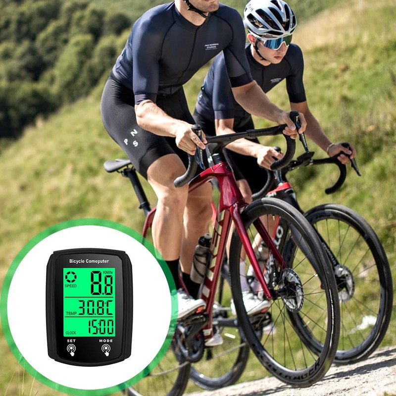 SKIKHN Digital Bicycle Computer, Speedometer Bicycle, 19 Functions Waterproof with