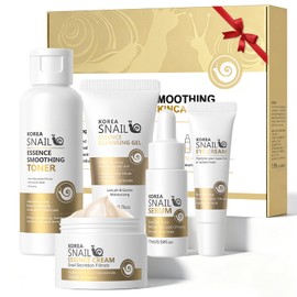 Snail Skin Care Set, Snail Care Face Care 5-Piece Set, Snail Mucin Skin Care Set for Women, with Cleansing Milk, Toner, Serum, Cream & Eye Care, for All Skin Types, Moisturising