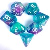 Galaxy Swirl Polyhedral Dice Set, 7-Piece, Turquoise and Purple Glitter,