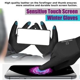 WESTWOOD FOX Cycling Gloves for Men and Women, Warm Thermal Non-Slip Touchscreen Windproof Fleece Winter Gloves for Running Hiking Bikes Outdoor Activities (Black Cuff, L)