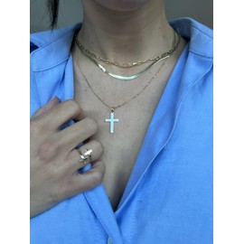 14K Gold Reversible Plain Cross Pendant Necklace, Handcrafted in USA 14K Gold Fine Religious Jewelry Gift (XS, Cross Only, Yellow Gold)
