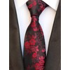 Men's Burgundy Red Black Tie Paisley Woven Silk Business Formal