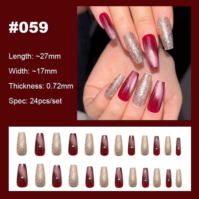 【NEW ARRIVALS!】 Press on Nails French Tip Bling Coffin Short