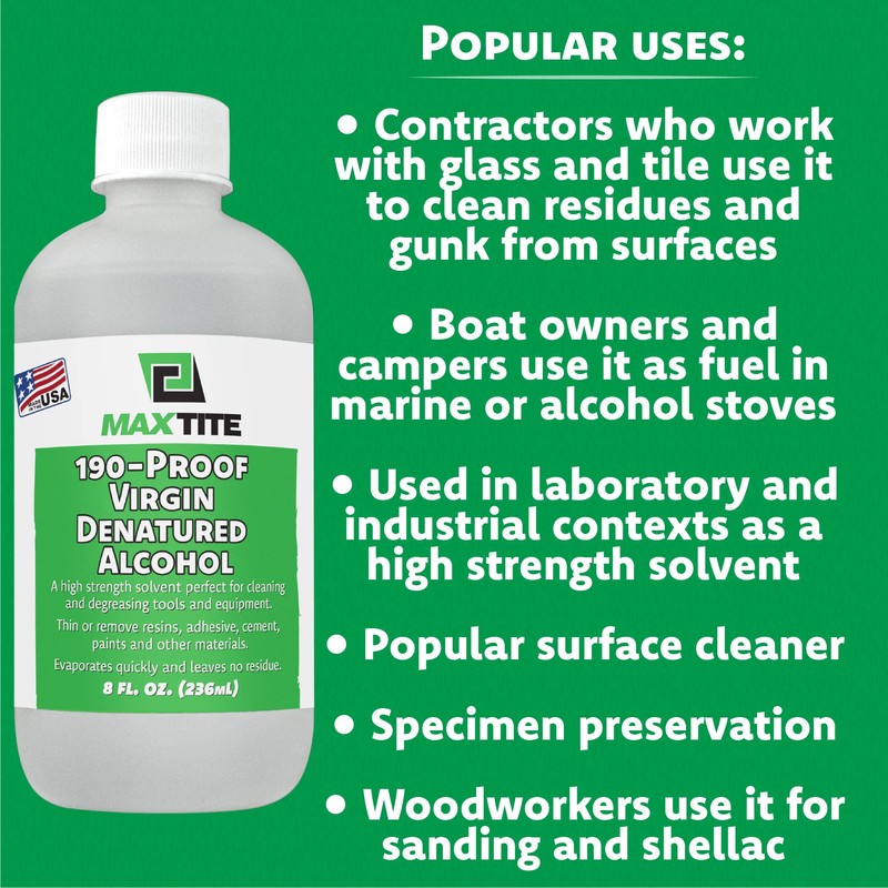MAXTITE 190-Proof Virgin Denatured Alcohol (8 Pack of 8 oz