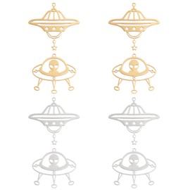 DICOSMETIC 8Pcs 2 Colors Saucer Pendants Stainless Steel Alien Spaceship Charms 1.6mm Hole UFO Shape Pendants Connector Hollow Dangle Charms for Earrings Necklace Bracelet Jewelry Making