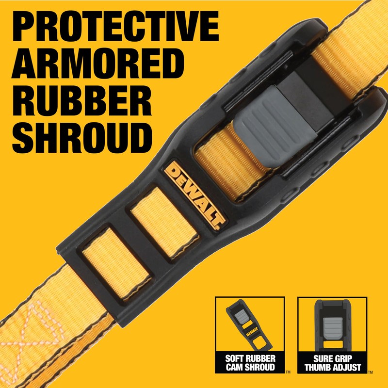 DEWALT DXBC90045 Black/Yellow 1" x 10’ Premium Lashing Straps -