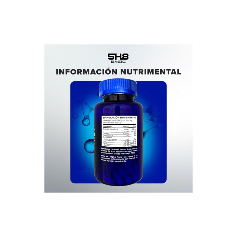 L-Carnitina con Vitamina C Energía, Rendimiento y Definición 5H8 NUTRITION