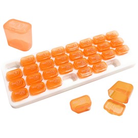 3world SW1898 Pill Case, 1 Month Management, Storage, Forget to Drink Prevention, Calendar, Portable, Divided Use, Choose Color, Orange
