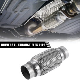 X AUTOHAUX Universal 2.09" x 2.20" W/ Ends 7.91" Long Exhaust Flex Pipe Stainless Steel Double Braid Exhaust Tube Silver Tone 1pcs