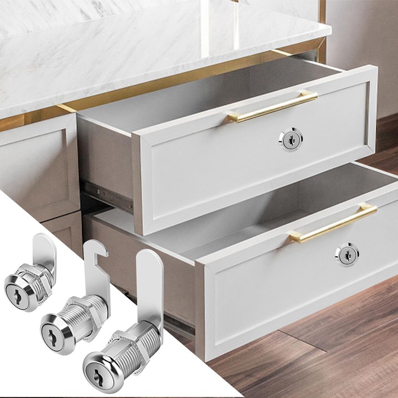 Cylinnda Cabinet Lock Set, 1-1/2" Long Keyed Alike Cam Locks,