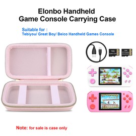 Elonbo Elonbo Carrying Case for TEBIYOU/ Great Boy/ Beico Handheld Game Console Retro Video Games, Portable Gaming Player Travel Storage Cover, Mini Arcade Electronic Toy Holder Bag, Pink+Pink
