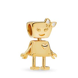 FGT Gold Bella Robot Charm for Bracelet Necklaces Pendants Dangle Charm Gift for Women Sister Mum Girls Best Friend Family Granddaughter Daughter Girlfriend BFF Birthday Valentine