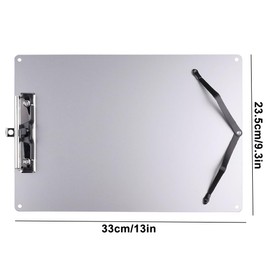 Aupawdy Clipboard A4, Aluminium Clipboard with 160 cm Adjustable Shoulder Strap, Clipboard Folder Ideal for Workshops, Construction Sites, Business Trips and Travel, Silver (33.5 x 24 cm)
