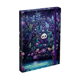 Baagl Notebook Box for School Bags - A4 Folder for Children with Elastic Band and Inner Flaps - Collection Folder, Collection Box with Elastic Band for Boys (Jungle Panda)