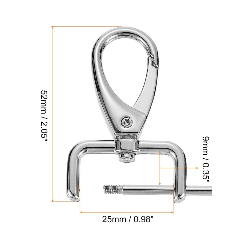 sourcing map 2Pcs Swivel Clasps Hook, 25mm(1 Inch) D Ring