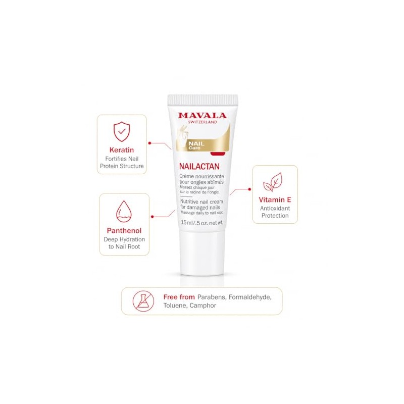 Mavala Nailactan Crema Nutritiva para Uñas Dañadas, 14.2 ml (0.5