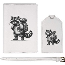 Azeeda 'Raccoon Hiker' Passport Cover & Luggage Tag Travel Set (PA00027563)