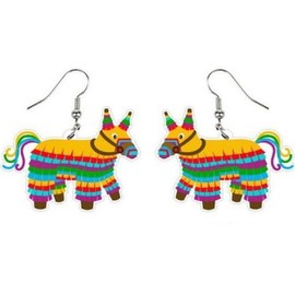 Cute Mexican Fiesta Chili Avocado Horse Shape Resin Acrylic Dangle Earrings for Women Jewelry(D)