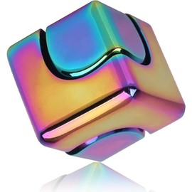 JUYOU Kirsite Metal Relaxing Toy Sensory Fidget Cube Party Favors Small Anxiety Toys, Fidget Toys Fidget Cube Spinner for Adults, Stress Relief, for Kids, Teens, Boyfriend, Men, Women (1Rainbow)