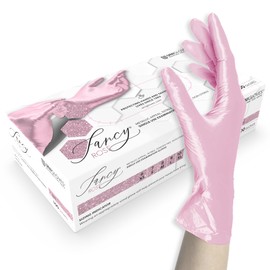 Unigloves Fancy Rose Nitrile Disposable Gloves, Powder Free and Latex Free, Non-Sterile and Food Safe, Protection Against Viruses, Fungi and Bacteria, XS