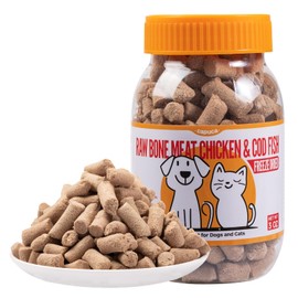 Freeze Dried Raw Bone Meat Chicken Cod Cat Dog Treats - All Natural Healthy Pet Training Treats Or Food Topper High Protein Healthy Grain Free Cat Food (85g)
