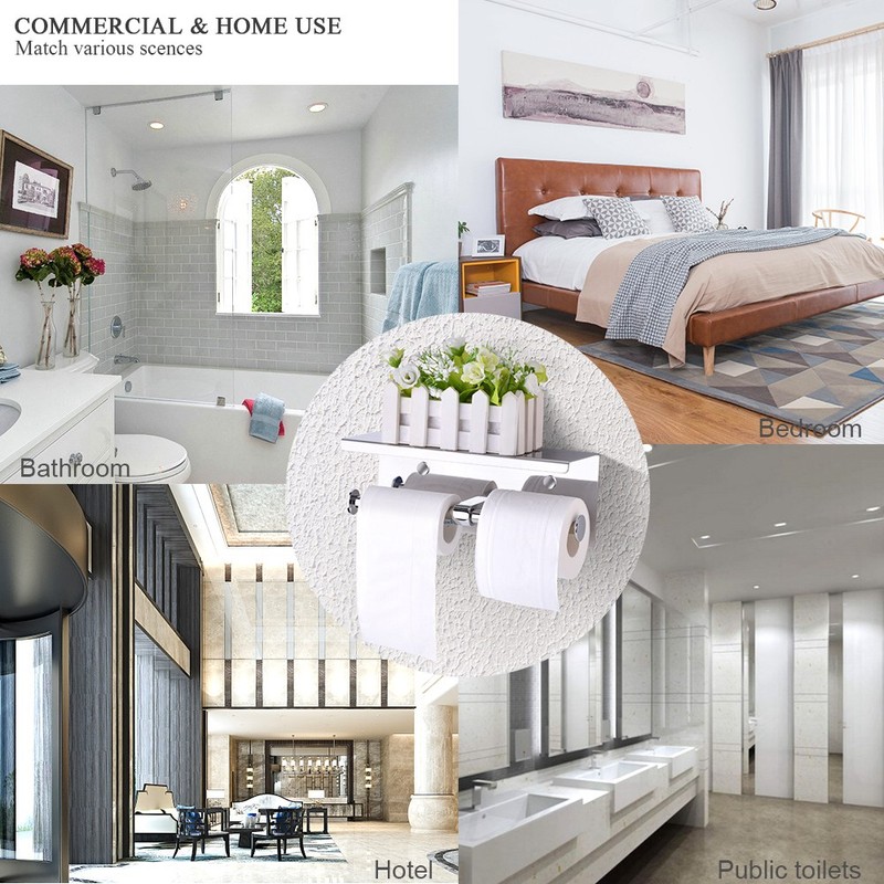 Wall Mounted SUS 304 Stainless Steel Double Roll Toilet Paper