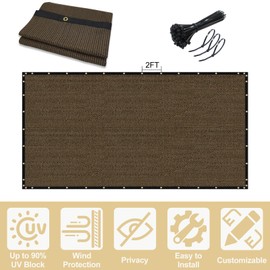 UPGRADE Privacy Screen Fence Customized 6x35 FT Brown Outdoor HDPE Mesh Fabric for Construction Site Deck,Backyard,Patio with Zip Ties DZUG010