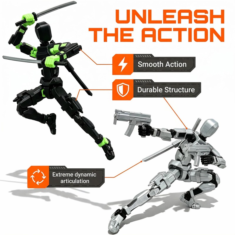 Dumwick T13 Action Figure Set,3D Printed Dummy Robot 13 Action