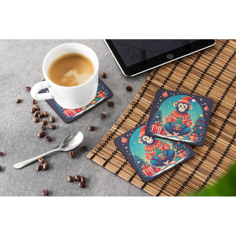 Monkey Christmas Foam Coasters